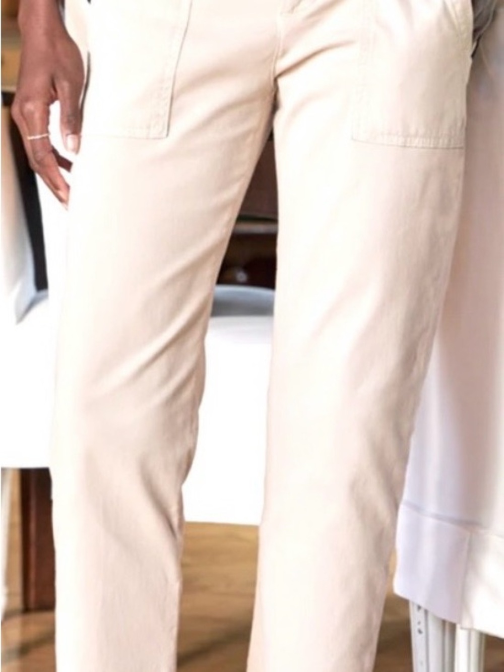 Frank & Eileen Cropped Straight Ankle Pants in Light Beige